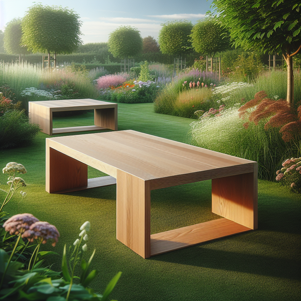 Minimalistische houten tuintafels voor een strakke uitstraling in de tuin